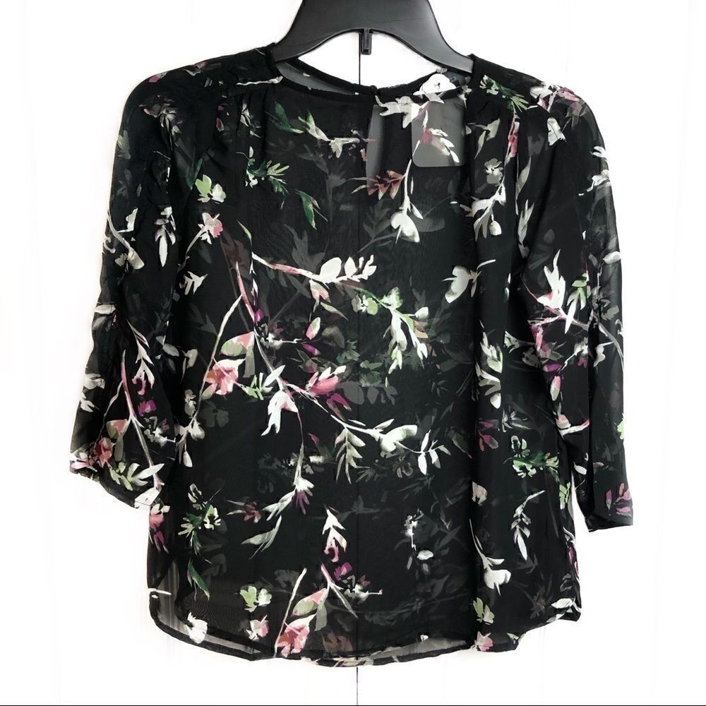 The Limited, Sheer Top, Black/Floral, JR, Sm, NWOT